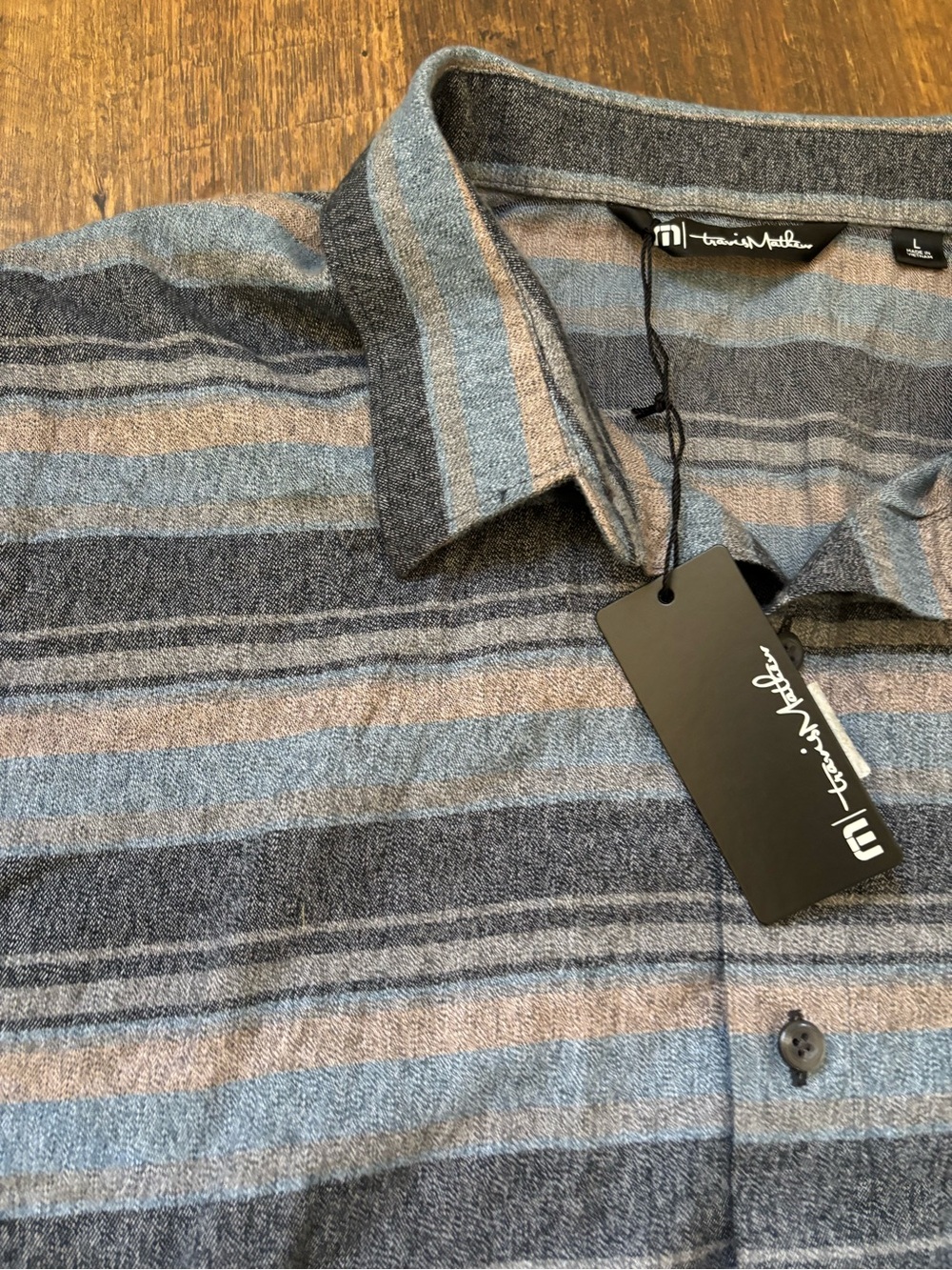 NWT Travis Mathew Cloud Flannel Stripe Shirt Men’s Size Large - Picture 8 of 10